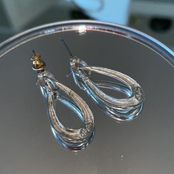 Vtg Napier silver teardrop post earrings - Picture 4 of 5